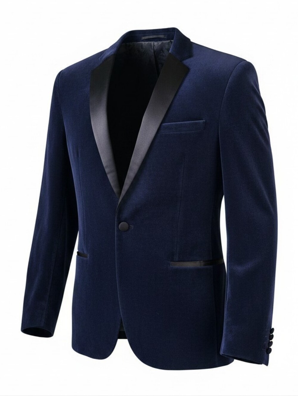 Asos Velvet Dinner Jacket Mens Blue & Black Blazer Sport Coat Holiday Size 40L